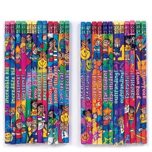 Incentive Pencils for Students (24 Pack) - Fun Designs, Motivational Messages, #2 HB Lead - 1 of 4