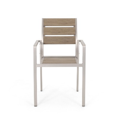 NicBex Outdoor Dining Chairs Modern Aluminum All Weather Patio Chair with Armrest for Garden,Patio,Set of 2,Natural
