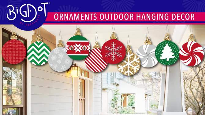 Big Dot of Happiness Hanging Ornaments - Outdoor Holiday and Christmas Hanging Porch & Tree Yard Decorations - 10 Pieces, 2 of 9, play video