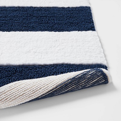 Rugby Striped Kids&#39; Bath Rug Navy - Pillowfort&#8482;_3