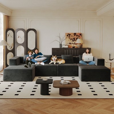 TiramisuBest Modular Sectional Couch, 2-Seat Boneless Sofa with Deep Seat, High-Density Memory Foam Sofa for Living, Bedroom, Apartment, Grey