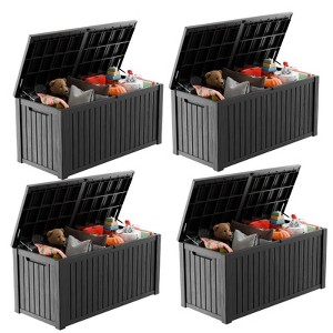 VisioGear Lockable Deck Boxes, Multi-Capacity Outdoor Storage Deck Box, Small Patio Storage Bin for Garden Tools - 1 of 4