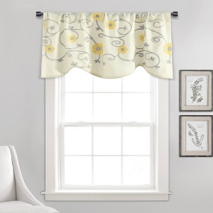 42"x18" Royal Garden Window Valance Yellow - Lush Décor: Floral Microfiber Rod Pocket Valance for Windows - 1 of 4