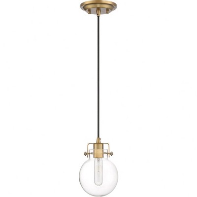 Weathered Brass Mini Pendant with Clear Glass Shade
