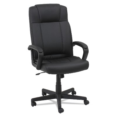 OIF Leather High-Back Chair Fixed Loop Arms Black SL4119