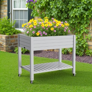 Raised garden bed with 78L/21Gal/2.75 cu.ft capacity of potting soil，Outdoor Planting Box - 1 of 4