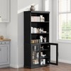 72x31x16 Wood Accent Sideboard Cabinet in Black, Storage Organizer with Adjustable Shelves and Glass Doors for Kitchen Bedroom Living/Dinning Room - 3 of 4