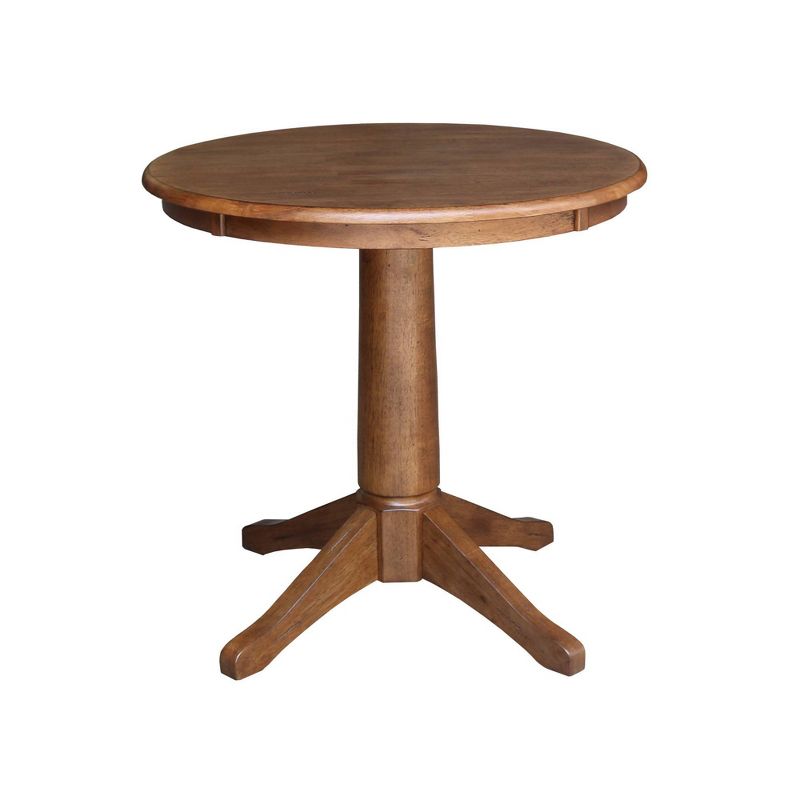 30&#34; Corla Round Top Pedestal Table with 2 X Back Chairs Dining Sets Distressed Oak - International Concepts, 4 of 7