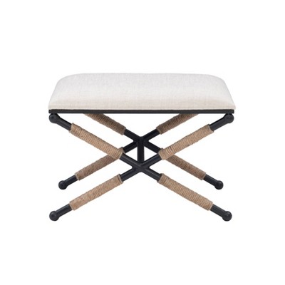 Ashburn Transitional Rope-Detailed Black Metal Accent Stool
