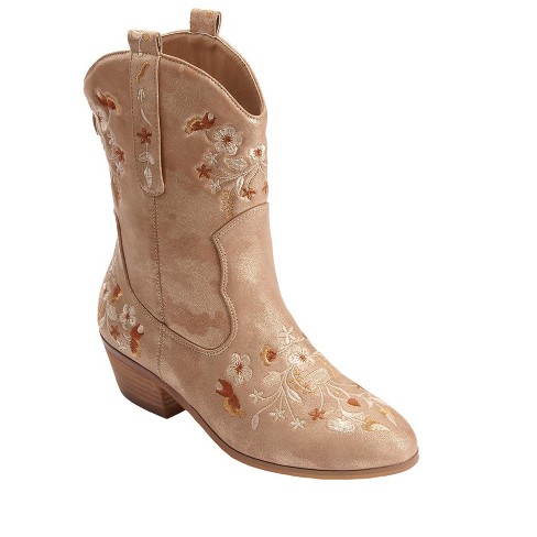 Gold wide calf boots best sale