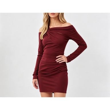ruched front bodycon dress Women‘s Off Shoulder Twist Casual perm-md-under30 making it an essential Helene Sequin Mini Dress color:Chambray