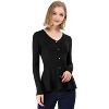 Allegra K Women's Slim Fit V-Neck Long Sleeve Ribbed Pullover Knitted Peplum Sweater - 3 of 4