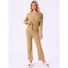 INSPIRE CHIC Women's Pajama Sets Button Up Long Sleeve V-Neck Elastic Waist Pants 2 Pieces with Pockets - 2 of 4