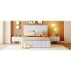 Okak Full Platform Bed Frame with Upholstered Big Headboard with a Hydraulic Storage System Strong Slats No Box Spring Needed Easy Assembly, White - 3 of 4