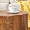 Kumasinova Modern Cylindrical Coffee Table with Wood Pattern,Minimalist Decorative Cocktail Table for Living Room,MDF Sofa Side Table,Natural - 3 of 4