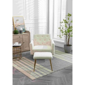 CAVINAS Upholstered Accent Chair with Adjustable Armrests and Backrest,Modern Velvet Chair and Ottoman Sets for Bedroom,Reading Room - 1 of 4