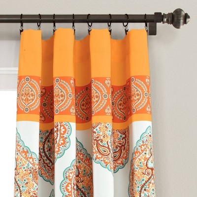 Harley Tangerine and Blue Polyester Light Filtering Curtain Panels