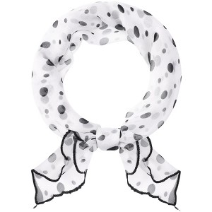 INSPIRE CHIC Women's Polka Dots Chiffon Small Square 1950s Retro Lightweight Soft Sheer Ruffle Scarves 1Pc - 1 of 4