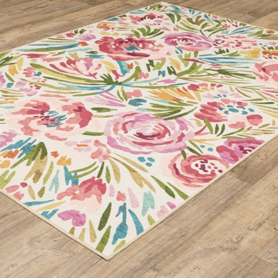 5' x 7' Multicolor Synthetic Flat Woven Oriental Rug