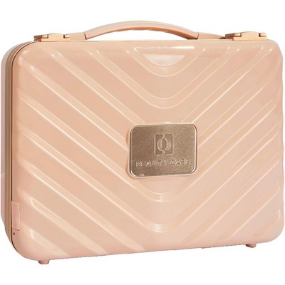 Lycvki Pink Travel Makeup Train Case Cosmetic Organizer with Mirror for Girls