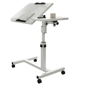 Adjustable End Table Overbed Bedside Table with Wheels, Standing Medical Desk Laptop Computer Cart for Hospital and Home Use - 1 of 4