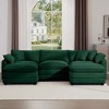 Oversized L-Shaped Corduroy Modular Sofa with Deep Seating and Low Back, Includes Portable Ottoman and Matching Footstool, Sofa Bed for Living Room - 2 of 4