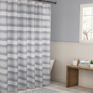 Horizontal Beach Stripe Water Repellent Shower Curtain - 1 of 4