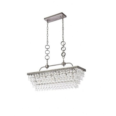 Nordic Antique Silver 6-Light Crystal Island Pendant
