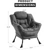 Lazy Chair, Modern Soft Reading and Leisure Sofa Chair with Armrests and Side Pockets, Ergonomic Design, 350-pound Weight Capacity, Gray - 3 of 4