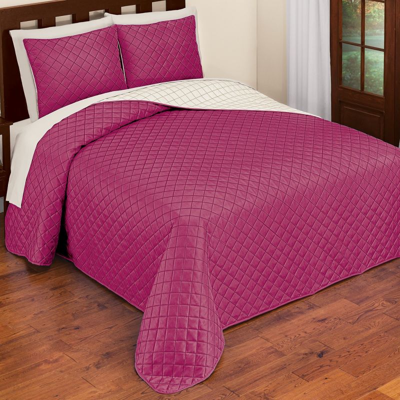 Collections Etc Classic and Elegant Quilted Diamond Textured Reversible Bedspread, 2 of 4