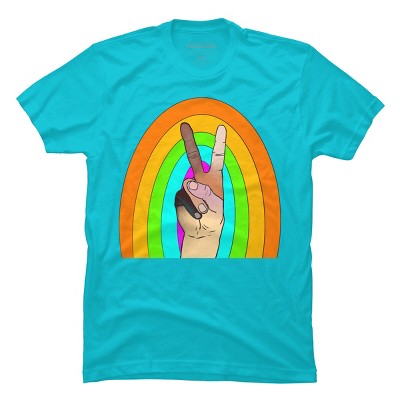 Design By Humans Peace Hand Symbol Stripes By PaperRescueDesigns T-Shirt