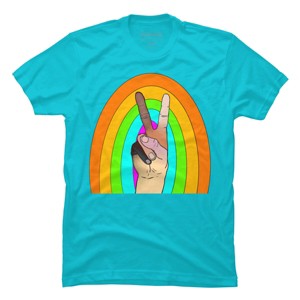 Design By Humans Peace Hand Symbol Stripes By PaperRescueDesigns T-Shirt - 1 of 3