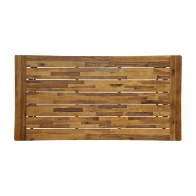 Acacia Wood and Black Resin 6-Person Outdoor Dining Set