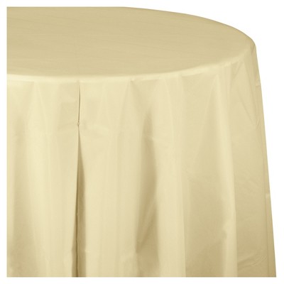  Ivory Round Plastic Tablecloth 