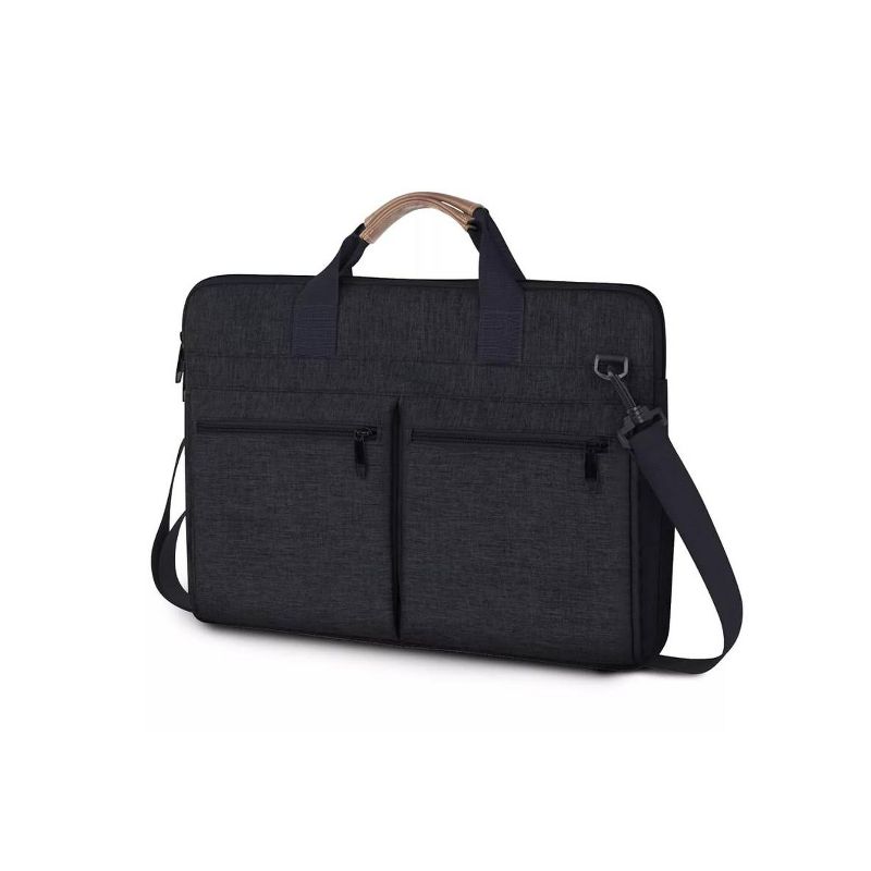 ACOINEL 17 Inch Laptop Shoulder Bag, Shockproof Computer Messenger Bag with Strap, Slim Laptop Briefcase for Travel Work College,Black