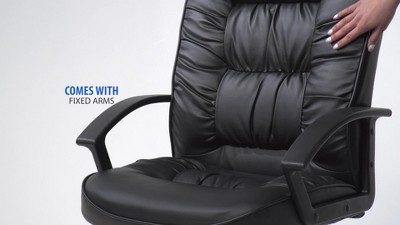 High Back Leather Plus Chair Black - Boss Office Products : Target