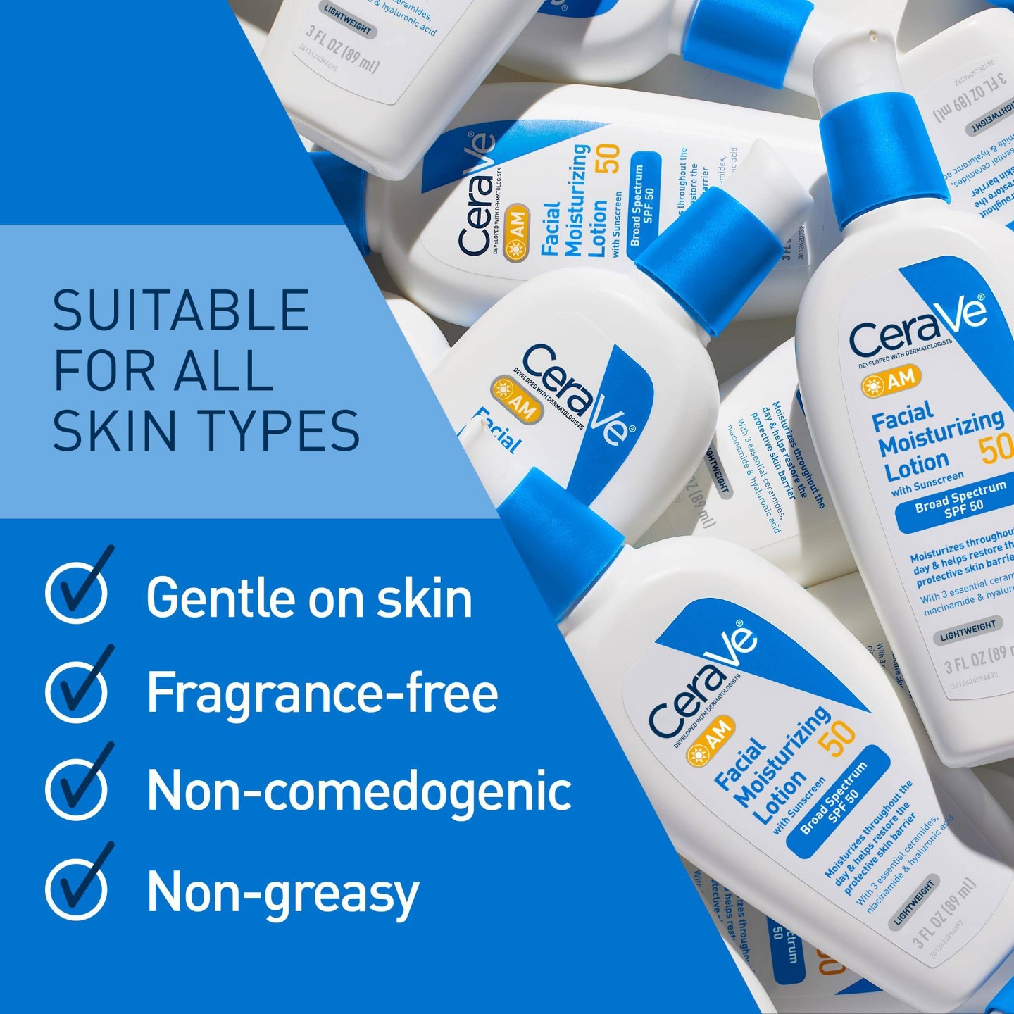 Увлажняющий лосьон для лица CeraVe AM SPF 50, 3 fl oz — фото 8