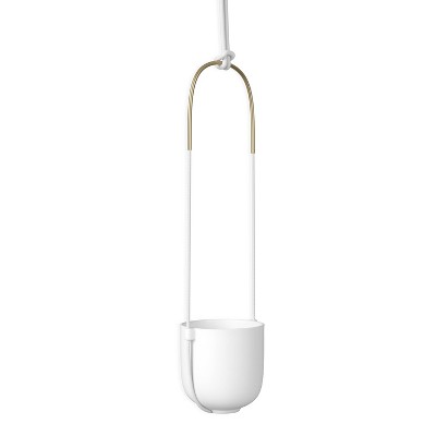 White Ceramic Bowl-Shaped Hanging Planter
