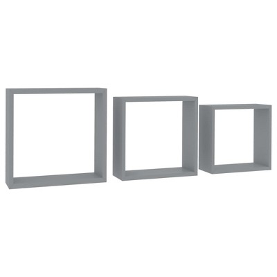 vidaXL Wall Cube Shelves 3 pcs Gray 11.8" x 3.9" x 11.8" MDF