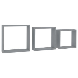 vidaXL Wall Cube Shelves 3 pcs Gray 11.8" x 3.9" x 11.8" MDF - 1 of 1