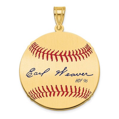Black Bow Jewelry 14K Gold Plated Earl Weaver Signature MD Enamel Baseball Pendant