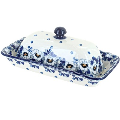 Blue Rose Polish Pottery Georgia Blue Butter Dish : Target