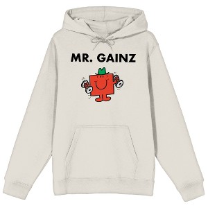 Mr. Men And Little Miss Meme Mr. Gainz Long Sleeve Sand Adult Hooded Sweatshirt - 1 of 2