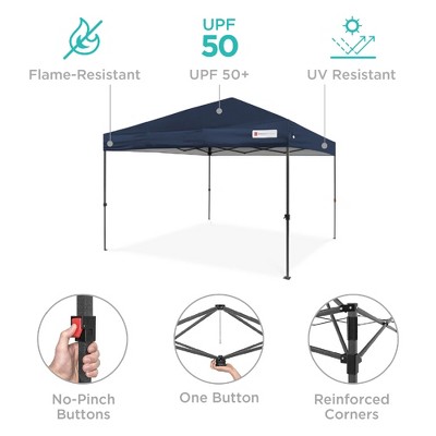 Blue 10x10ft Steel Pop-Up Canopy Tent with Wheeled Case