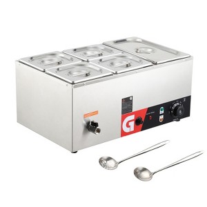 Commercial Food Warmer,1200W Professional Countertop Stainless Steel Buffet Bain Marie with 86-185°F Temp Control - 1 of 4