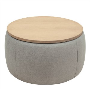 COWLOWN Round Storage Ottoman, End Table, Footstool, Handmade, Multi-Functional Seat, No Assembly Needed - 1 of 4