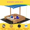 Large Wooden Cedar Sand Box, Wooden Octagon Kids Sandbox with Cover, Sandpit with 4 Benches and Bottom Liner Covered Sand Box for Kids Outdoor - 4 of 4