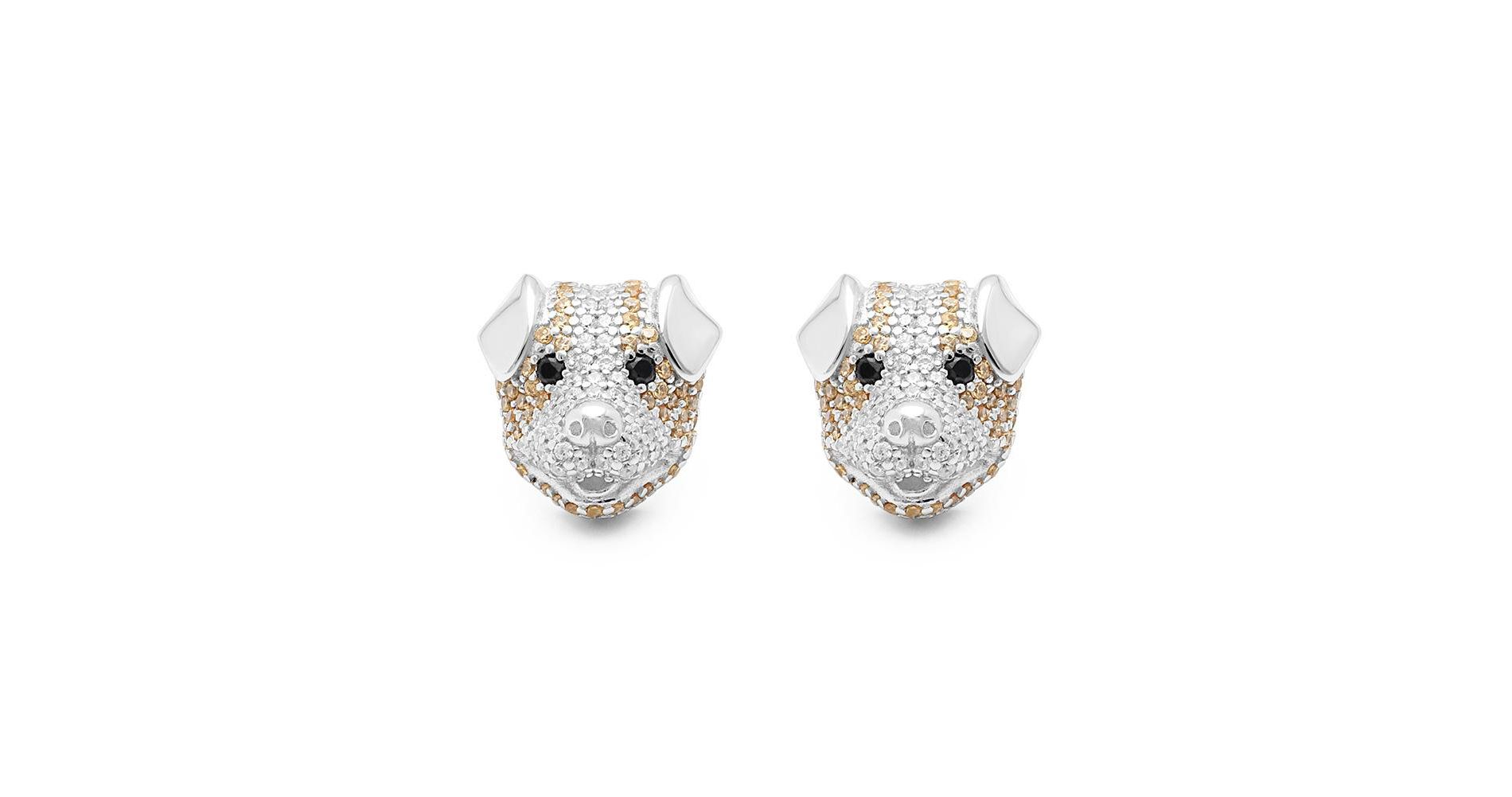 Pitbull Dog 3d Stud Earrings Sterling Silver Cz Womens by Ginger Lyne Collection