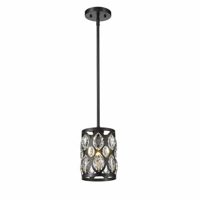 Matte Black Crystal LED Mini Pendant Light
