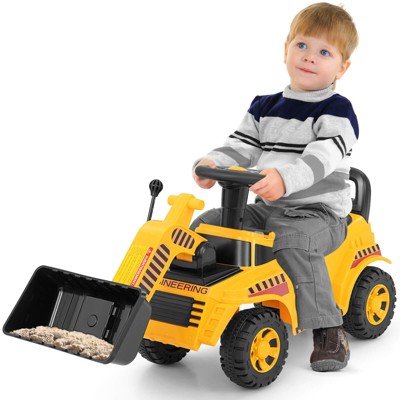 Safstar Kids Ride on Bulldozer w/Adjustable Bucket Engine Sound Excavator Digger Toy